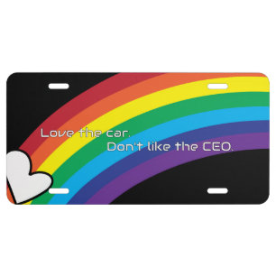 Rainbow Love the car. Don't Love the CEO Tesla License Plate