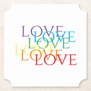RAINBOW LOVE Ticket Paper Coasters 