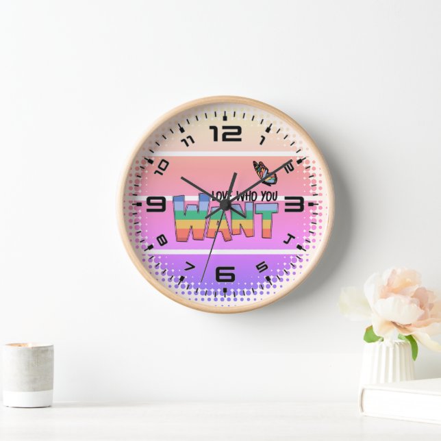 Rainbow Love Who You Want Clock (Home)