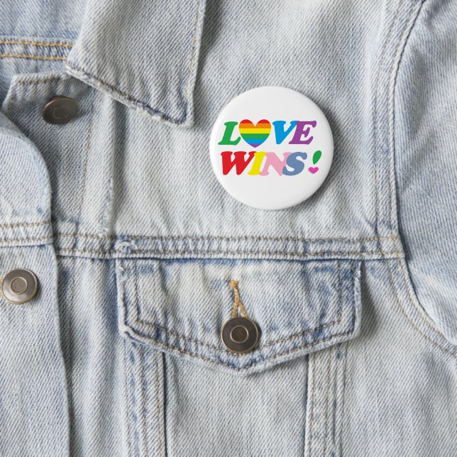 Rainbow Love Wins Heart LGBT Button (In Situ)
