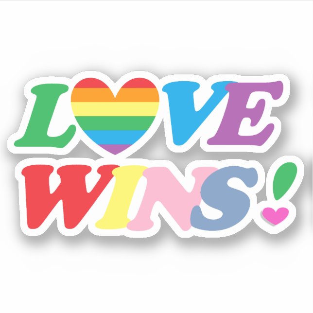 Rainbow Love Wins Heart LGBT Sticker (Front)