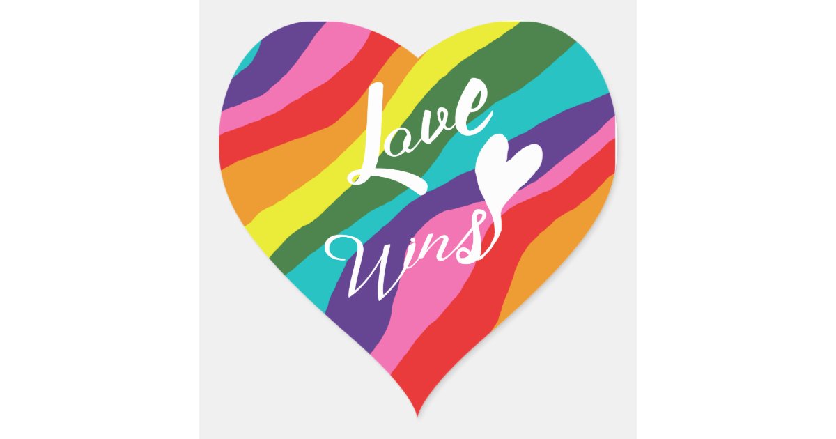 Download Rainbow Love Wins Heart Sticker | Zazzle.com
