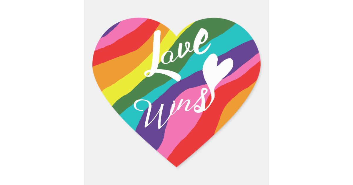 Download Rainbow Love Wins Heart Sticker | Zazzle.com