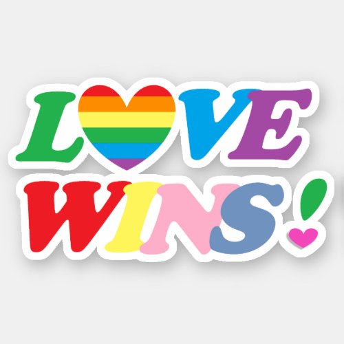 Rainbow Love Wins Heart Sticker