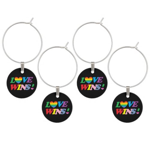 Rainbow Love Wins Heart Wine Glass Charm