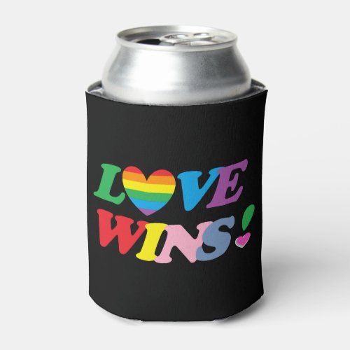 Rainbow Love Wins Pride Heart  Can Cooler