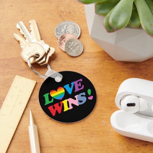 Rainbow Love Wins Pride Heart Keychain