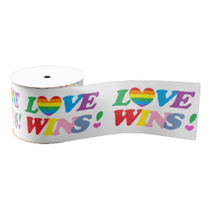 Rainbow Love Wins Pride Heart LGBT Grosgrain Ribbon