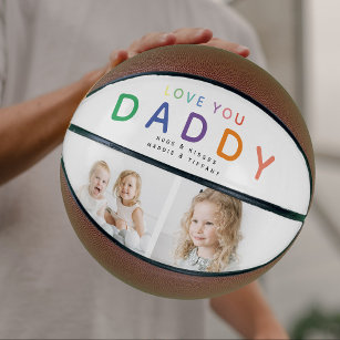 Rainbow 'LOVE YOU DADDY' Photo Collage Keepsake Basketball