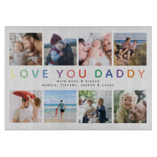 Rainbow 'LOVE YOU DADDY' Photo Collage Keepsake Cutting Board