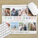 Rainbow 'LOVE YOU DADDY' Photo Collage Keepsake Mouse Pad<br><div class="desc">Create your very own special keepsake photo collage mouse pad for daddy. Design features 8 square photographs of your choice with modern rainbow typography lettering 'LOVE YOU DADDY' and personalize with a cute message/s and name/s.</div>