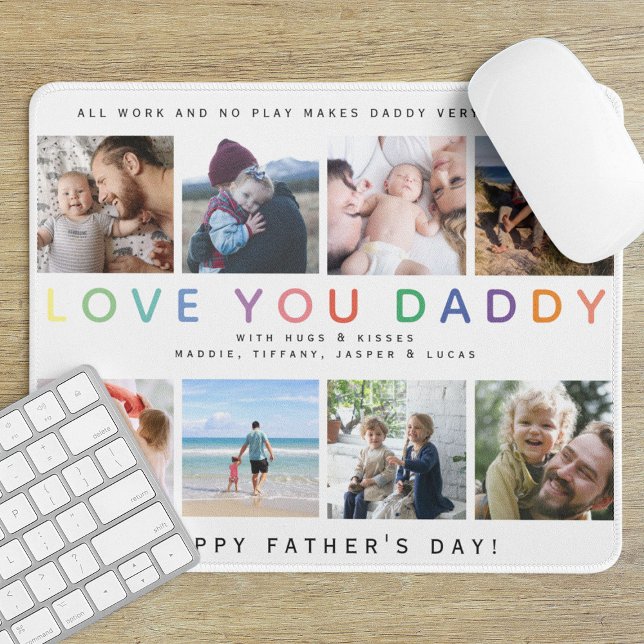 Rainbow 'LOVE YOU DADDY' Photo Collage Keepsake Mouse Pad (Creator Uploaded)