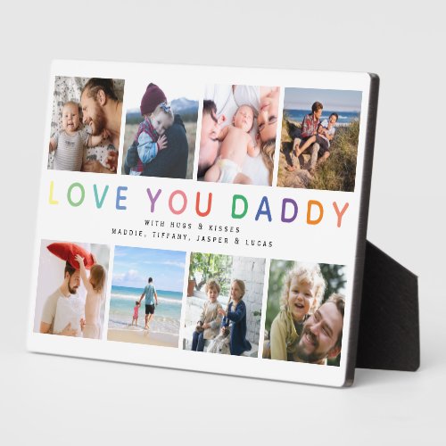 Rainbow LOVE YOU DADDY Photo Collage Keepsake Plaque