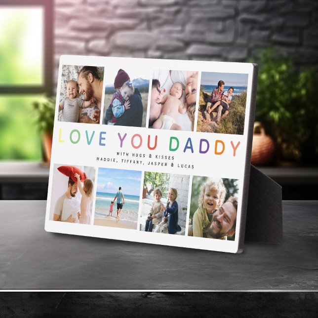 Rainbow 'LOVE YOU DADDY' Photo Collage Keepsake Plaque (Creator Uploaded)