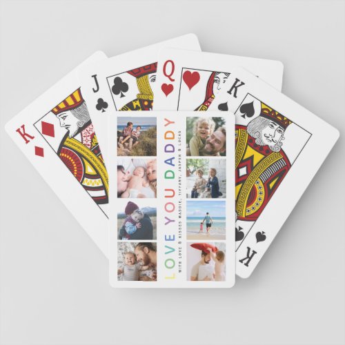 Rainbow LOVE YOU DADDY Photo Collage Keepsake Poker Cards