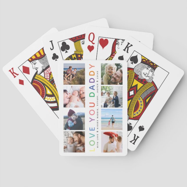 Rainbow 'LOVE YOU DADDY' Photo Collage Keepsake Poker Cards (Back)