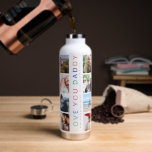 Rainbow 'LOVE YOU DADDY' Photo Collage Keepsake Water Bottle<br><div class="desc">Create your very own water bottle for dad with this 8 square photo collage template. Design features modern rainbow lettering that reads 'LOVE YOU DADDY' personalized with a sweet message and name/s. Makes a unique keepsake gift for birthdays,  christmas or father's day.</div>