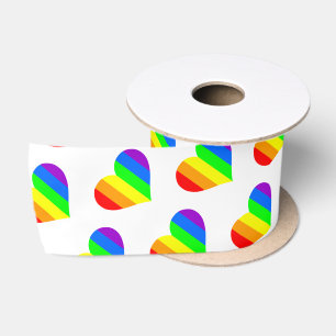 Rainbow Lover Hearts Satin Ribbon
