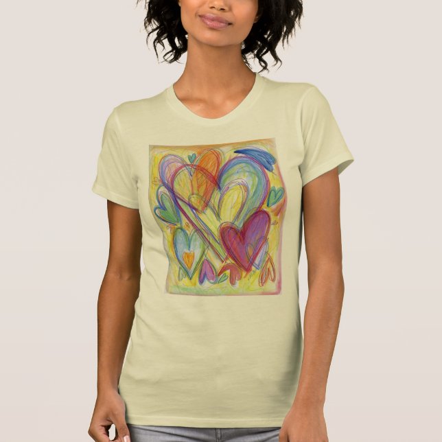 Rainbow Loving Hearts Art Custom T-Shirt (Front)