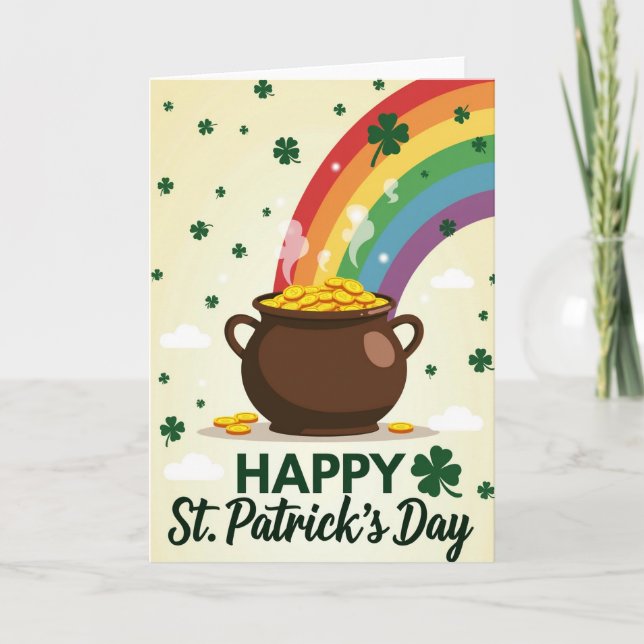 Rainbow Luck St Patricks Day Card (Front)