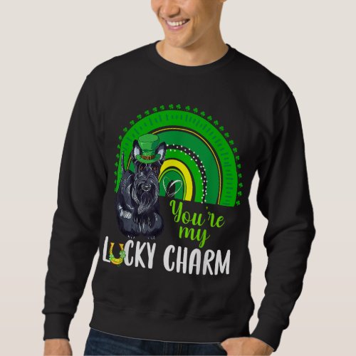 Rainbow Lucky Charm Scottie Dog Lover St Patricks  Sweatshirt