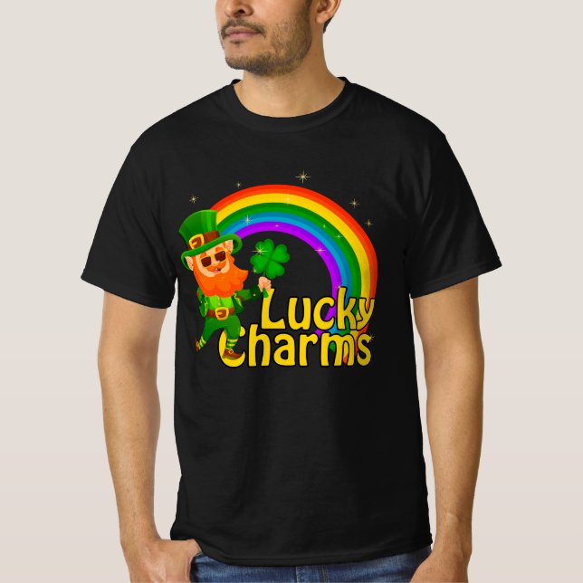 Rainbow Lucky Charms shirt, St Patricks Day, Lucky T-Shirt (Front)