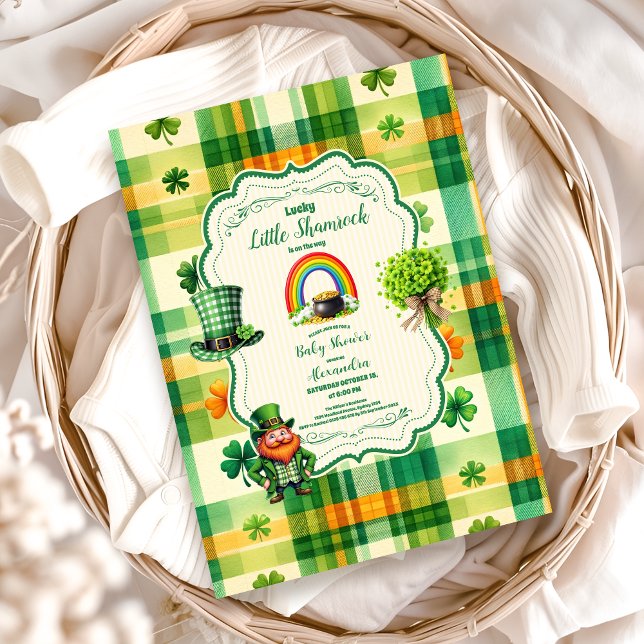 Rainbow Lucky Little Shamrock Baby Shower Invitation (Creator Uploaded)