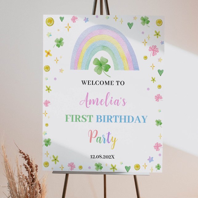 Rainbow Lucky One Birthday Party Welcome Sign (Creator Uploaded)