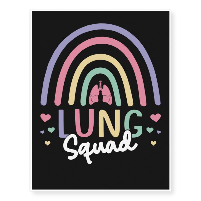 Rainbow Lung Squad Temporary Tattoos (Front)