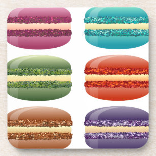 rainbow macarons beverage coaster