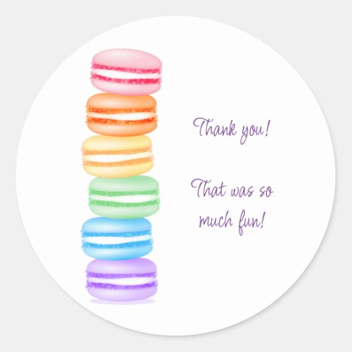 Rainbow macarons girls birthday celebration classic round sticker