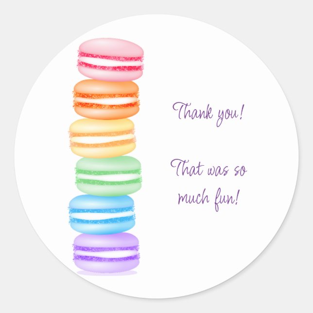 Rainbow macarons girls birthday celebration classic round sticker (Front)
