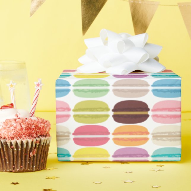 Rainbow Macarons Pattern Wrapping Paper (Birthday Party)