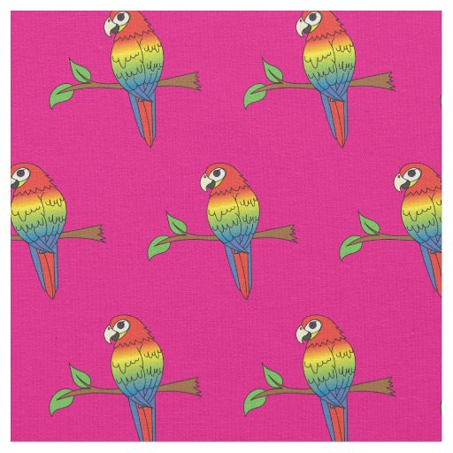 Rainbow Macaw Parrots Cute Birds Fabric