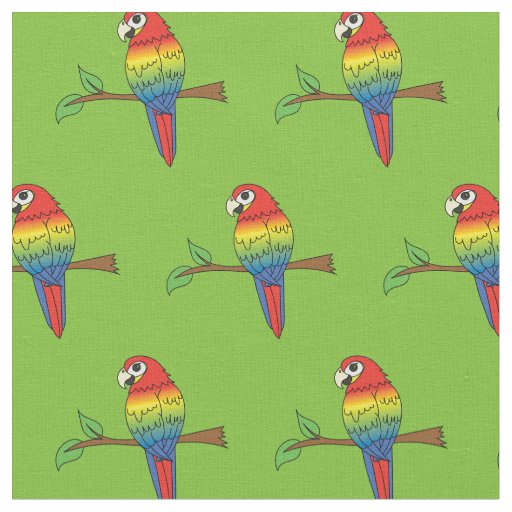 Rainbow Macaw Parrots Cute Birds Fabric
