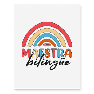 Rainbow Maestra Bilingue Temporary Tattoos