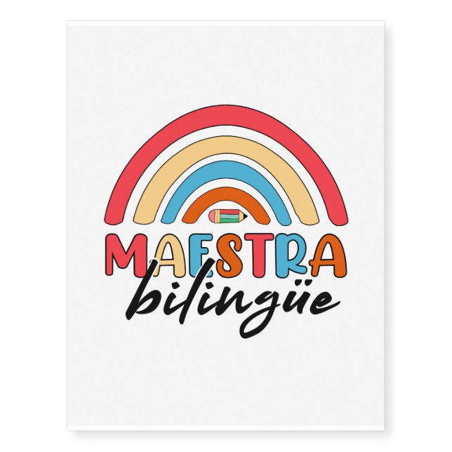 Rainbow Maestra Bilingue Temporary Tattoos (Front)
