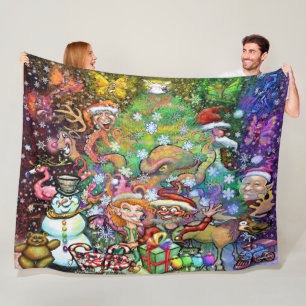 Rainbow Magical Christmas Fleece Blanket