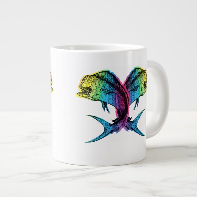 Rainbow Mahi Mahi Large Coffee Mug (Front Right)