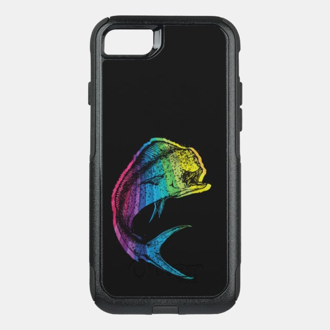Rainbow Mahi Mahi on Black Otterbox iPhone Case (Back)