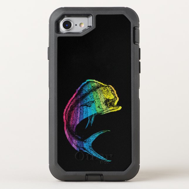 Rainbow Mahi Mahi on Black Otterbox iPhone Case (Back)