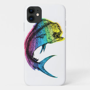 Rainbow Mahi Mahi on White iPhone 11 Case