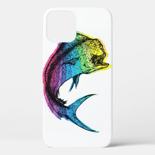 Rainbow Mahi Mahi on White Case-Mate iPhone Case (Back)