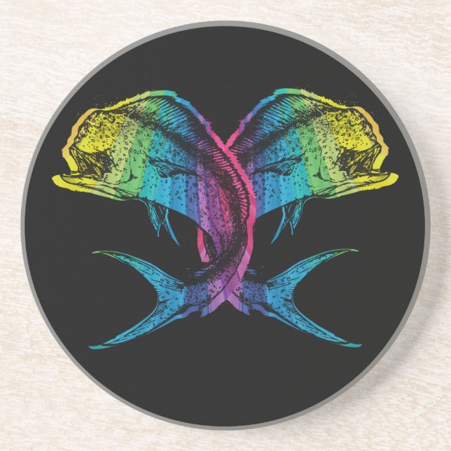 Rainbow Mahi Mahi Sandstone Coaster (Front)