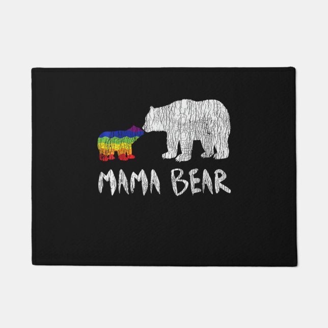 Rainbow Mama Bear Always Forever Love Support Prid Doormat (Front)