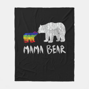 Rainbow Mama Bear Always Forever Love Support Prid Fleece Blanket