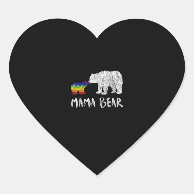 Rainbow Mama Bear Always Forever Love Support Prid Heart Sticker (Front)
