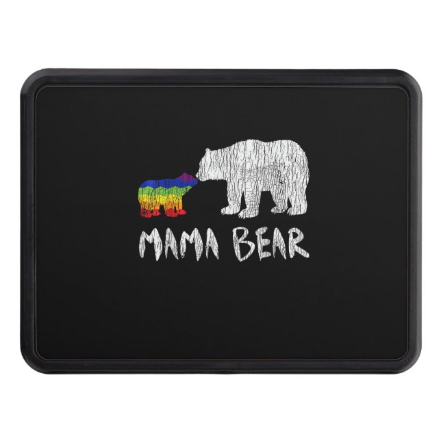 Rainbow Mama Bear Always Forever Love Support Prid Hitch Cover (Front)