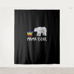 Rainbow Mama Bear Always Forever Love Support Prid Tapestry