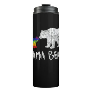 Rainbow Mama Bear Always Forever Love Support Prid Thermal Tumbler